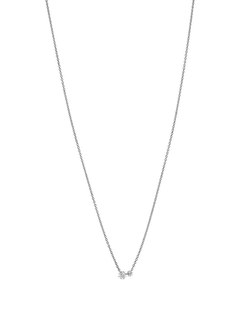 FLOATINGDOUBLEDIAMONDNECKLACE ROUNDCUTFRONT SILVER